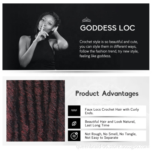 Natural Soft Crochet Braids Synthetic Braiding Hair extension Faux Locs Crochet Twist Hair With Curly Ends Straight Goddess Locs